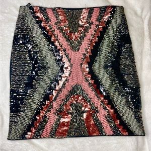 Anthropology Freeway Beaded Black Gray Burgundy Mini Skirt Size Small New W/Tags